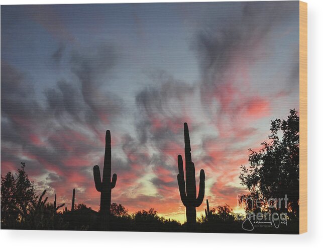 Sunset Wood Print featuring the photograph Smokin Sunset by Joanne West