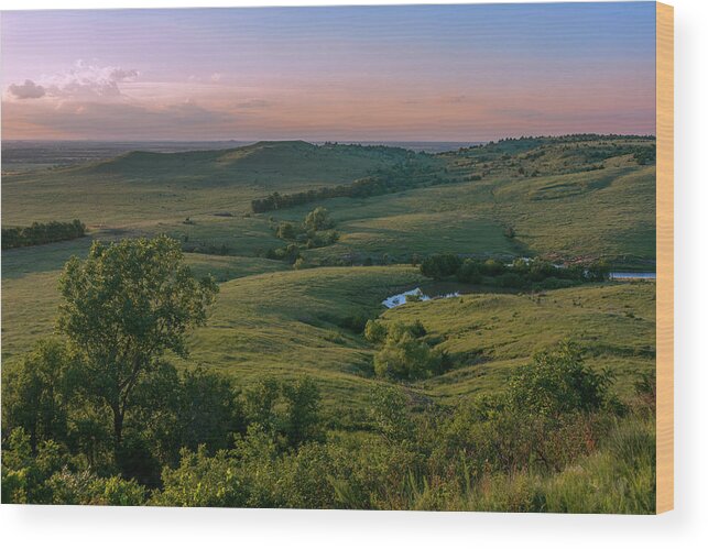 Smoky Hills Wood Print featuring the photograph Smoky Hills Evening 818 by David Drew