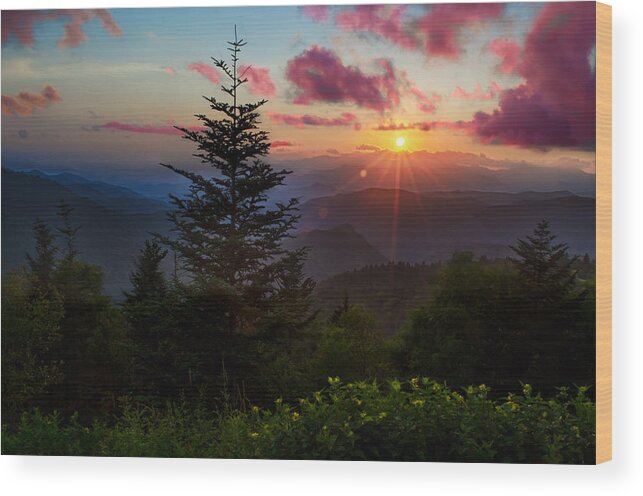 Great Smoky Mountains Wood Print featuring the photograph Smoky Mountain Sunset by Christopher Mobley