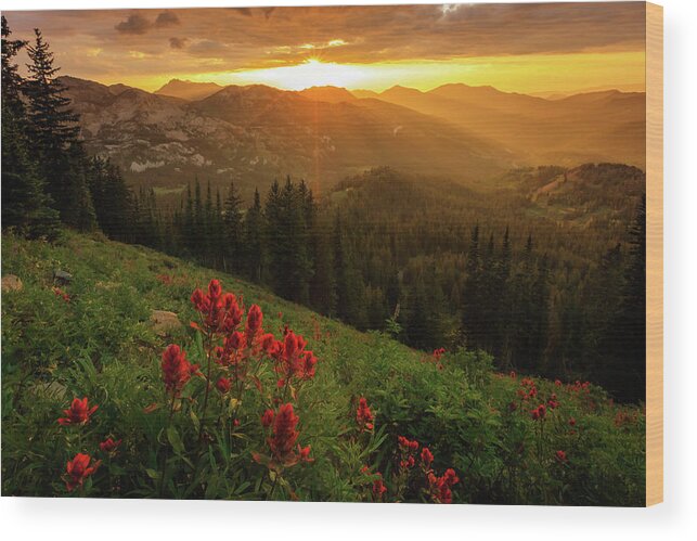 Landscape Wood Print featuring the photograph Smoky Wasatch Sunset by Wasatch Light
