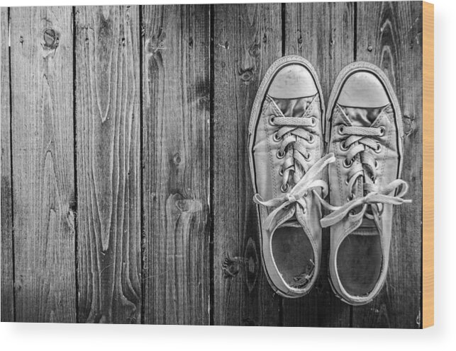 Chuck Taylor Wood Print featuring the photograph Sneakers by Tito Slack