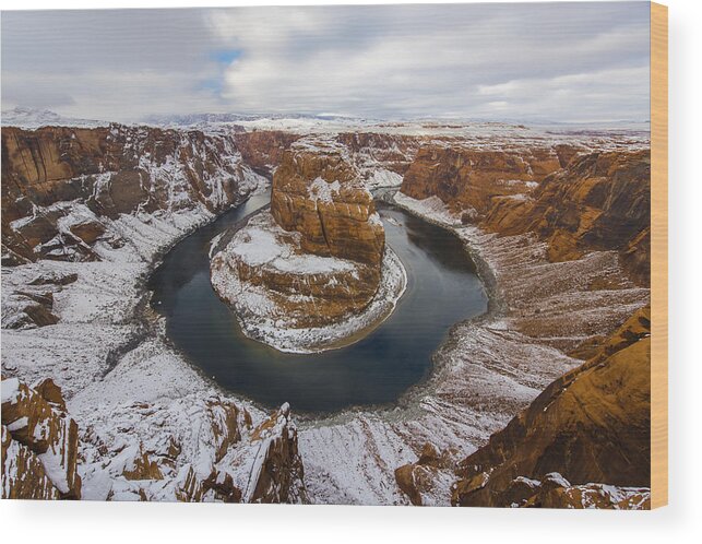 Horseshoe Bend Wood Print featuring the photograph Snow Day by Dustin LeFevre