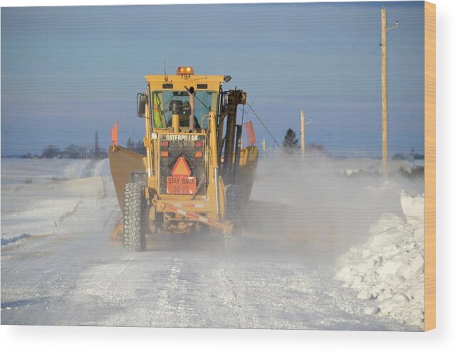 Road Wood Print featuring the photograph Snow Plowing by Bonfire Photography