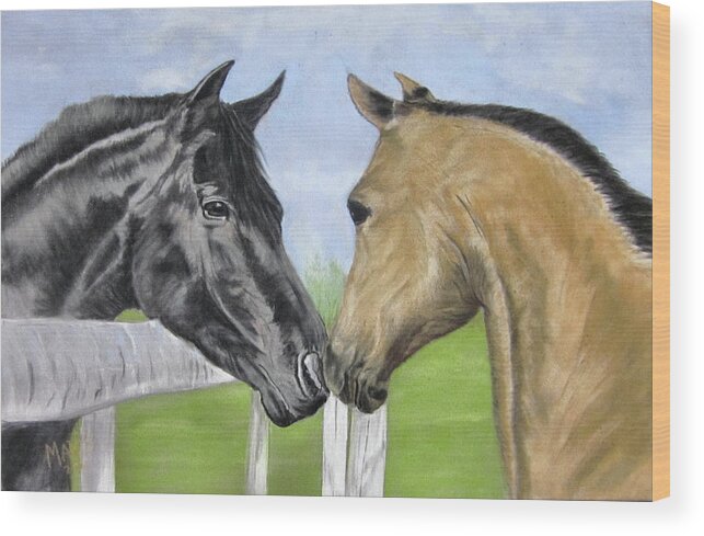 Horses Wood Print featuring the painting So... How Was Your Day by Maris Sherwood