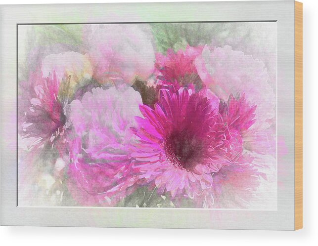 Flower Impressions Wood Print featuring the photograph Soft Pink Gerbera by Natalie Rotman Cote