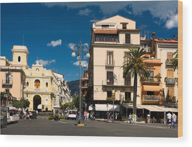 Piazza San Antonio Wood Print featuring the photograph Sorrento Italy Piazza by Sally Weigand
