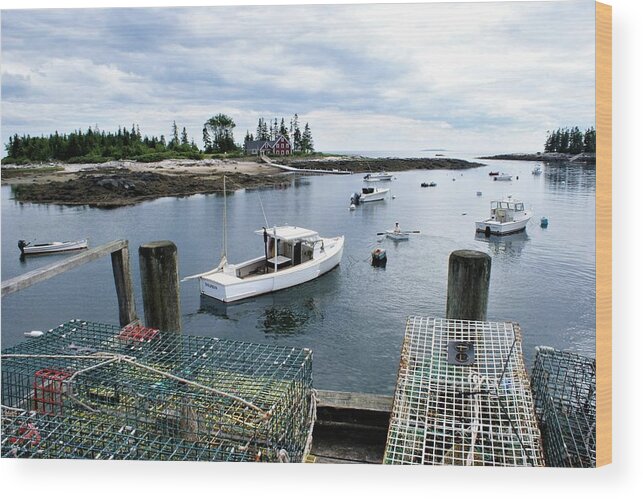 Ocean Wood Print featuring the photograph Southport Maine by Lois Lepisto