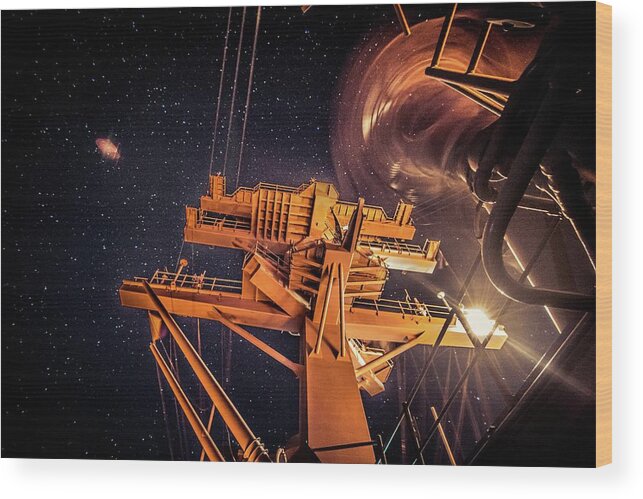 Navy Wood Print featuring the photograph Space Tower by Larkin's Balcony Photography