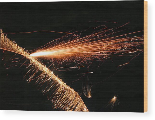 Sparks Wood Print featuring the photograph Sparks Will Fly by Kristin Elmquist