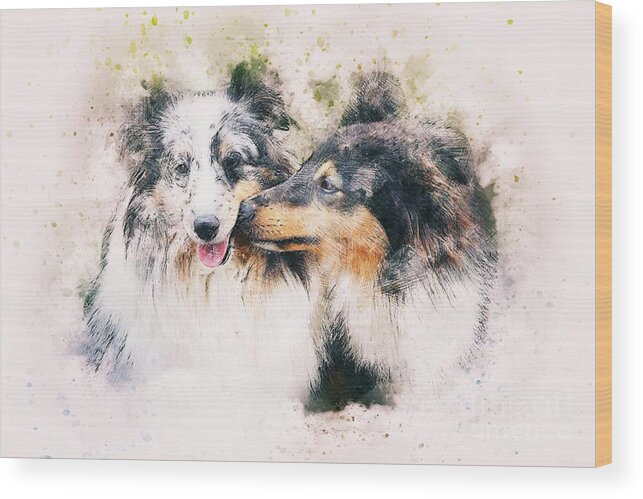 Kisses Wood Print featuring the digital art Special kisses by Kathy Tarochione