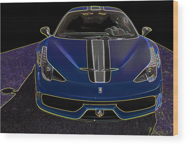 Ferrari Wood Print featuring the drawing Speciale art by Darrell Foster