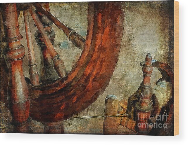 Spinning Wheel Wood Print featuring the digital art Spinning Wheel by Lois Bryan