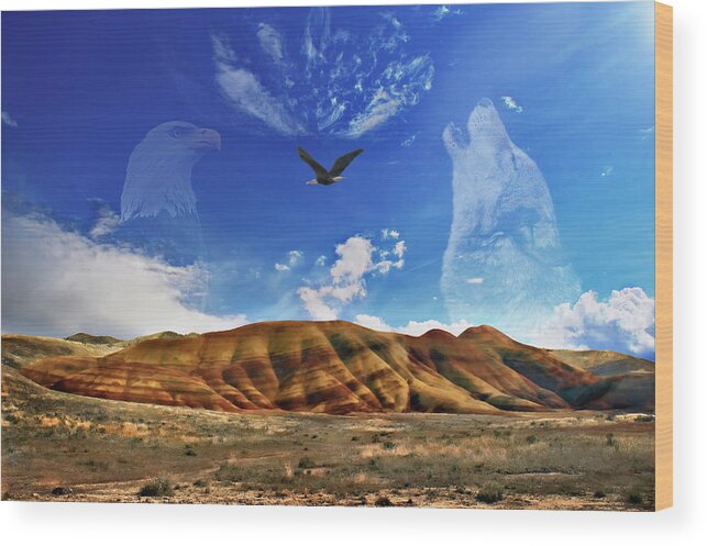 Eage Wood Print featuring the digital art Spirits of the High Desert by John Christopher