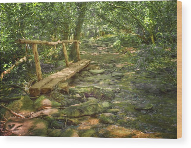 Split Log Bridge Wood Print featuring the photograph Split Log Bridge - Great Smoky Mountains by Nikolyn McDonaldFootbridge - Great Smoky Mountains
