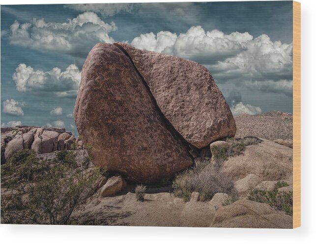 California Wood Print featuring the photograph Split Rock in Joshua Tree National Park by Randall Nyhof
