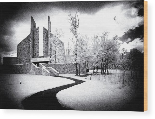 Infrared Wood Print featuring the photograph Split Towers by Paul W Faust - Impressions of Light