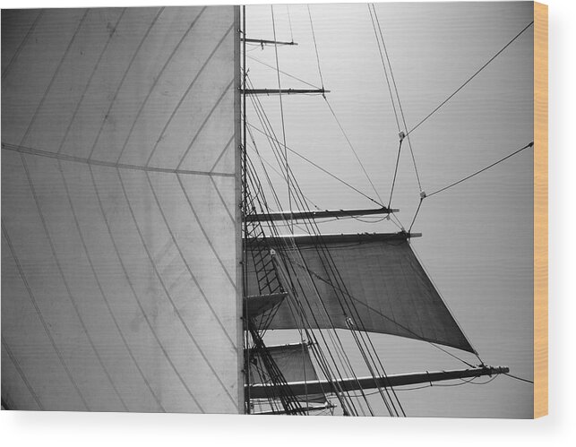 Nautical Wood Print featuring the photograph Split With Sail by Kreddible Trout