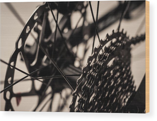 Miguel Wood Print featuring the photograph Spokes Pedals and Chains by Miguel Winterpacht