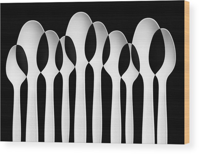Abstract Wood Print featuring the photograph Spoons Abstract: Forest by Jacqueline Hammer