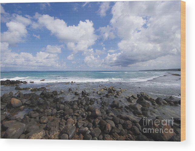 Beach Wood Print featuring the photograph Spreckelsville, Rocky Shoreline by Ron Dahlquist - Printscapes