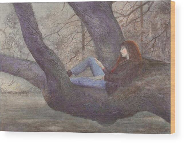 Portrait Wood Print featuring the painting Spring Dreaming by David Ladmore