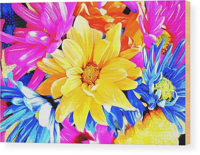 Flowers Wood Print featuring the painting Spring Fling by Tina LeCour