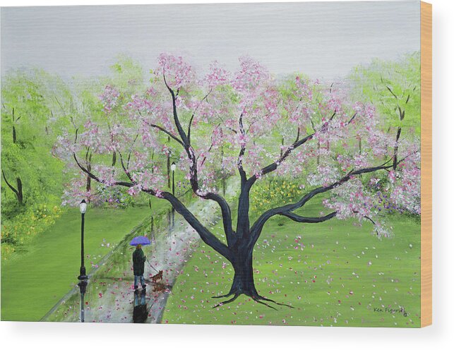 Spring Wood Print featuring the painting Spring In The Park by Ken Figurski