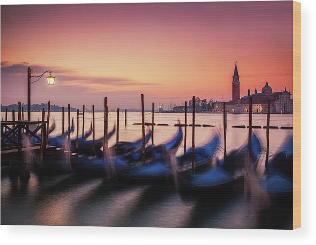 Venice Wood Print featuring the photograph St. Marks at Sunset by Andrew Soundarajan