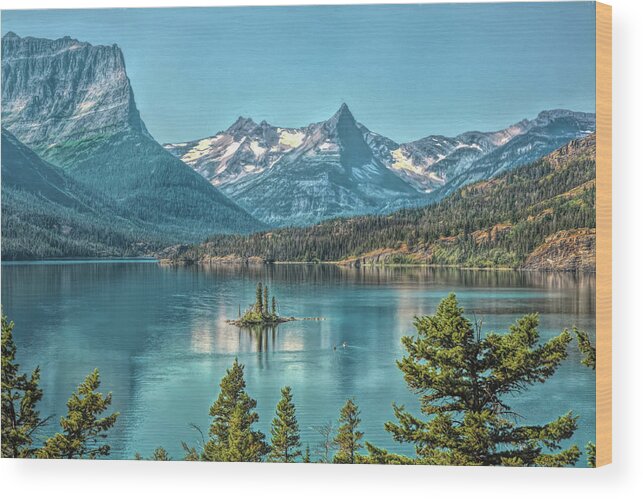 Landscape Wood Print featuring the photograph St Mary Lake by John M Bailey