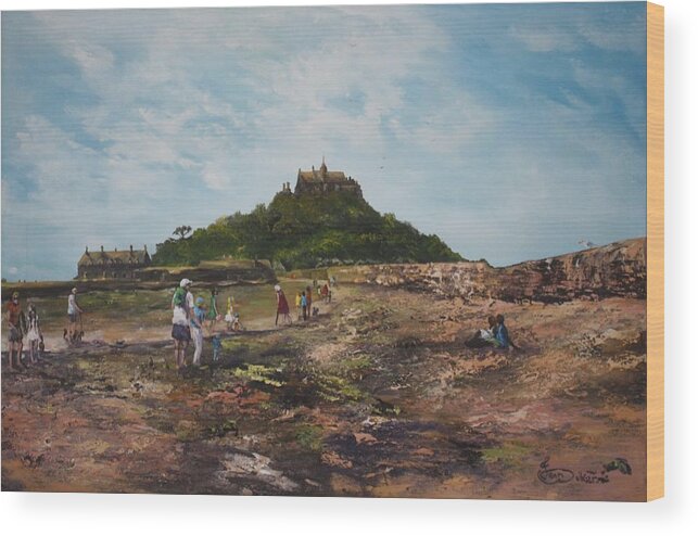 St Michaels Mount Wood Print featuring the painting St Michaels Mount Cornwalll by Jean Walker