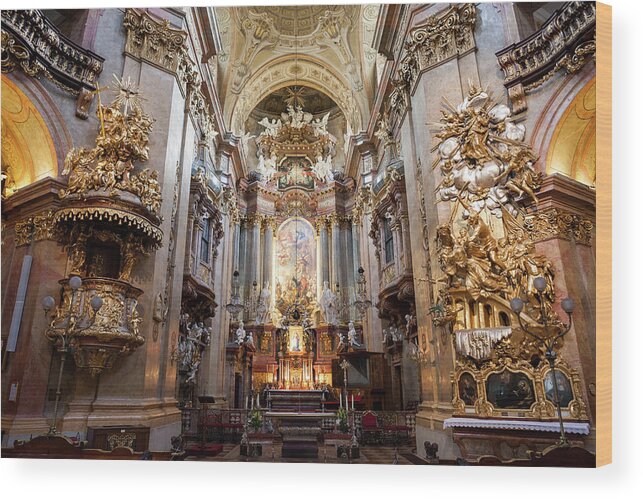 Vienna Wood Print featuring the photograph St. Peter Church High Altar In Vienna by Artur Bogacki