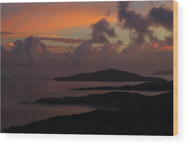 Sunset Wood Print featuring the photograph St Thomas sunset at the U.S. Virgin Islands by Jetson Nguyen