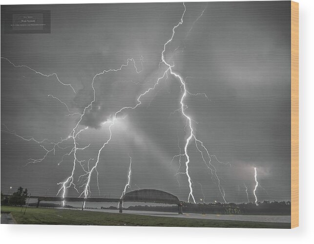 Lightning Wood Print featuring the photograph Stack 1 by Paul Brooks