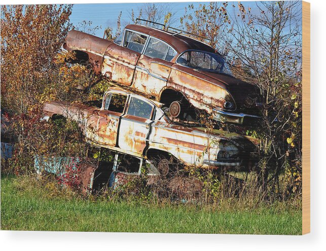 Cars Wood Print featuring the photograph Stacking Them Up by Jan Amiss Photography