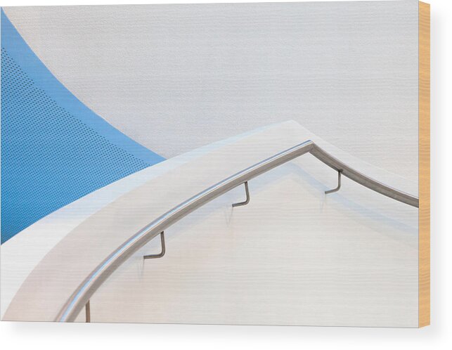 Architecture Wood Print featuring the photograph Stairs With Blue by Jeroen Van De Wiel