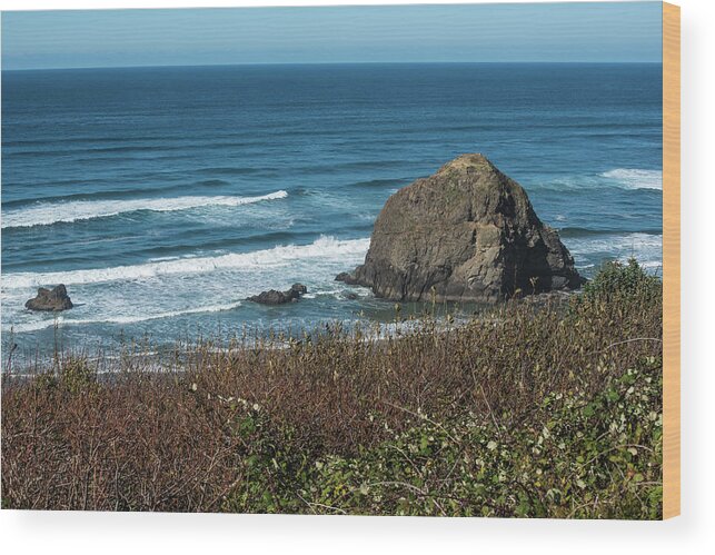 Haystack Rock Wood Print featuring the photograph Standing Like a Haystack by Tom Cochran