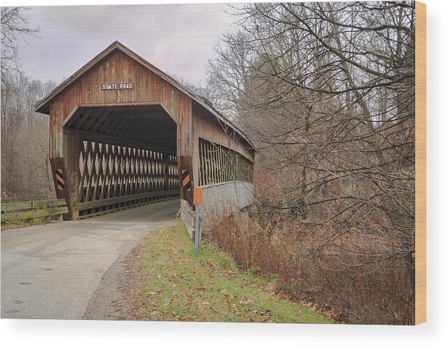 America Wood Print featuring the photograph State Road Covered Bridge by Jack R Perry