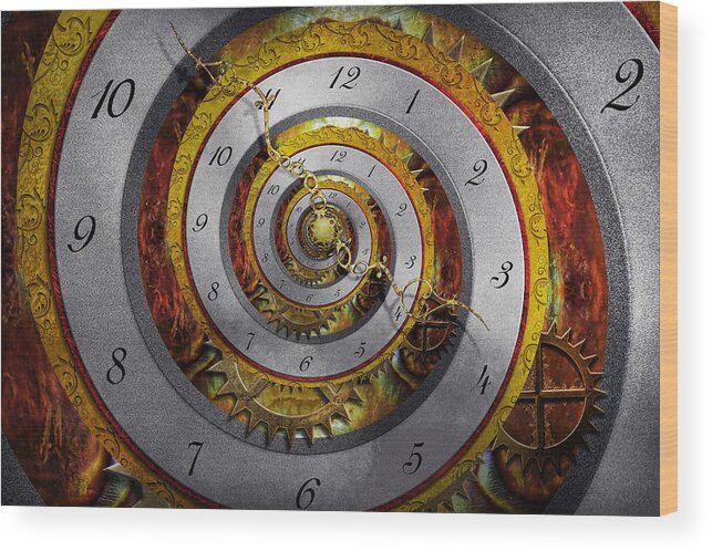 Steampunk Wood Print featuring the photograph Steampunk - Spiral - Infinite time by Mike Savad