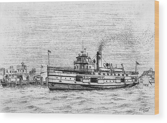 Transportation Wood Print featuring the drawing Steamship Nobska by Vic Delnore