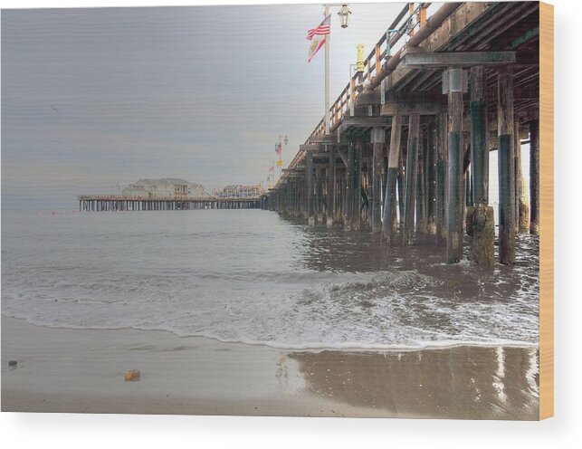 Santa Barbara Wood Print featuring the photograph Stearn's Wharf Flag by Richard Omura