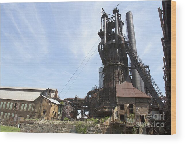 Steel Wood Print featuring the photograph Steel industry blast furnace by Karen Foley