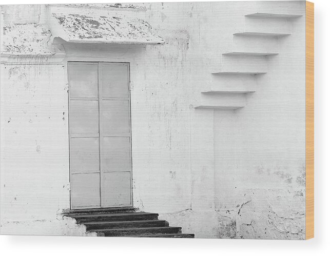 Big Rectangle Wood Print featuring the photograph Steps Door Squares by Prakash Ghai