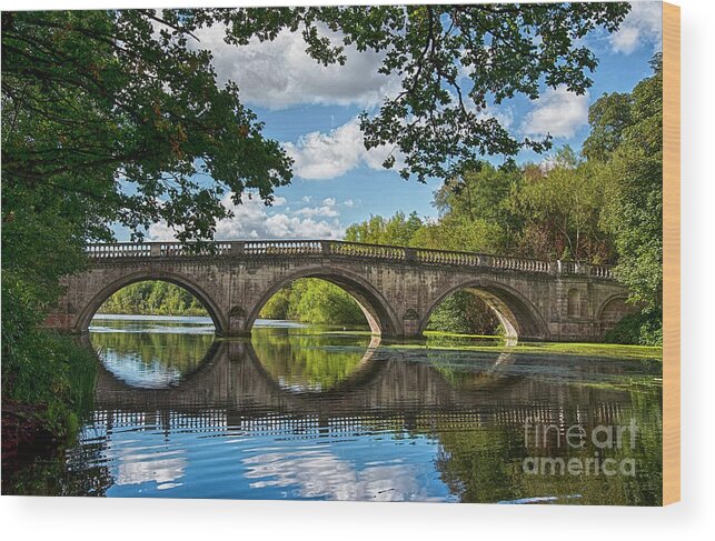 Blue Wood Print featuring the photograph Stone Bridge Over The River 590 by Ricardos Creations