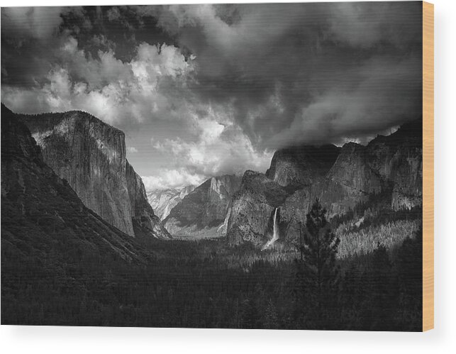 Tunnel View Wood Print featuring the photograph Storm Arrives in the Yosemite Valley by Raymond Salani III