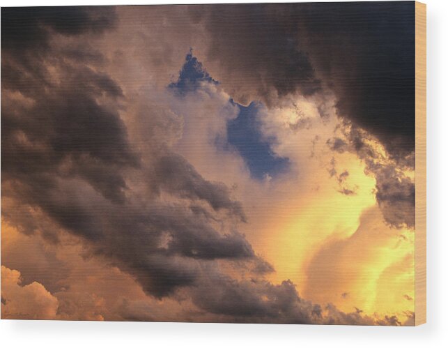 Storm Wood Print featuring the photograph Storm Clouds aT Sunset by John Harmon