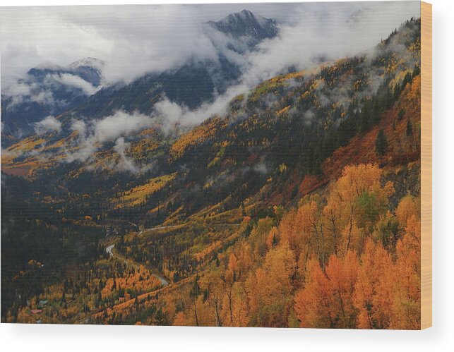 Mcclure Wood Print featuring the photograph Storm clouds over McClure pass during autumn by Jetson Nguyen