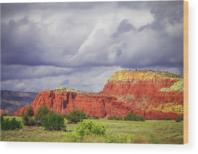 Steven Bateson Wood Print featuring the photograph Storm Over Red Mountains by Steven Bateson