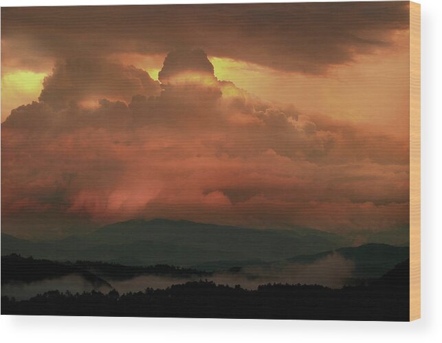 Smoky Mountains Storm Wood Print featuring the photograph Storm Over The Smokies 2 by Michael Eingle