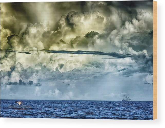 Ocean Wood Print featuring the photograph Storm Shrimping by Joseph Desiderio