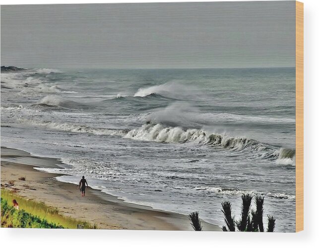 Surfing Wood Print featuring the photograph Lone Surfer by Kim Bemis
